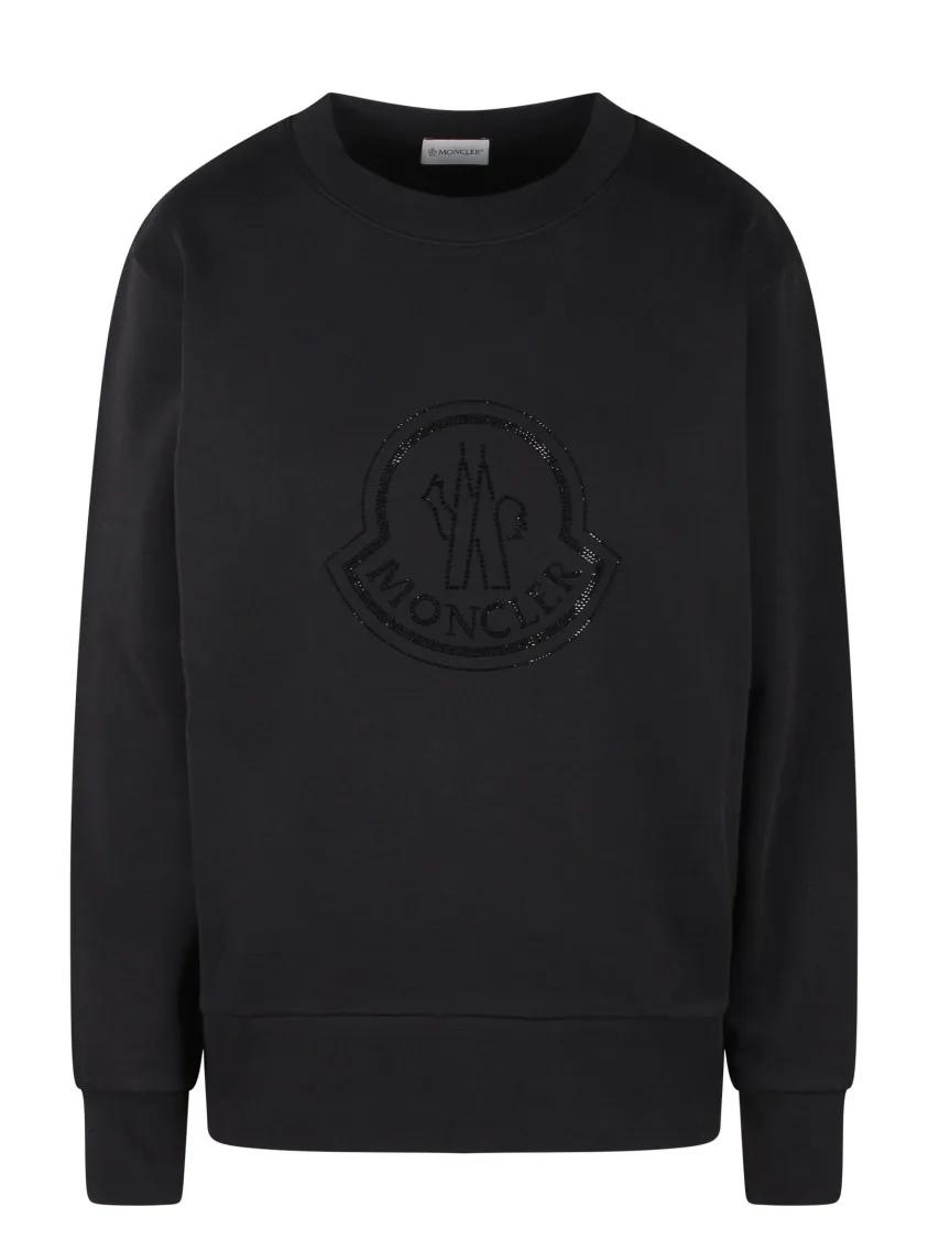 Moncler - Strass Logo Sweatshirt - Größe S - schwarz