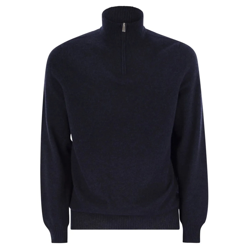 Fedeli Trui Favonio Persia - Cashmere Half-Zip Sweater Blue