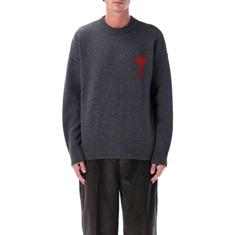 AMI Paris  Red Adc Sweater Grigio grau
