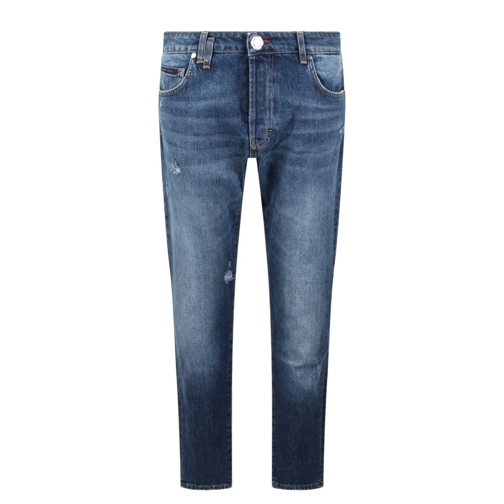 Philipp Plein Skinny Fit Stone Washed Denim Trousers Blue Jeans