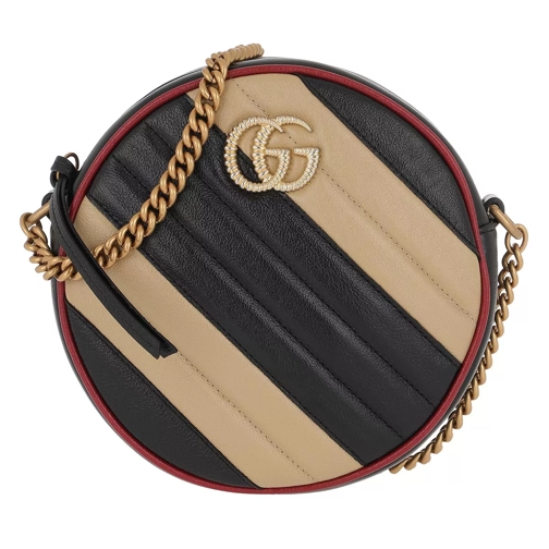 Gucci GG Marmont Mini Round Shoulder Bag Leather Beige/Black Canteentas