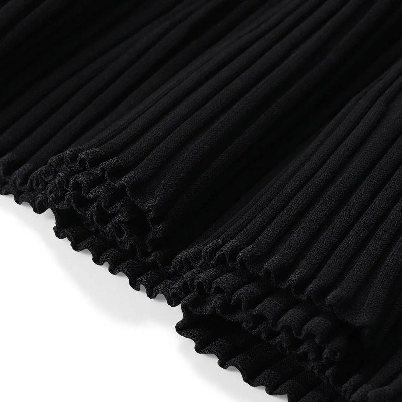 AMI Paris Maxikleid Geripptes Midikleid schwarz(Image 6)