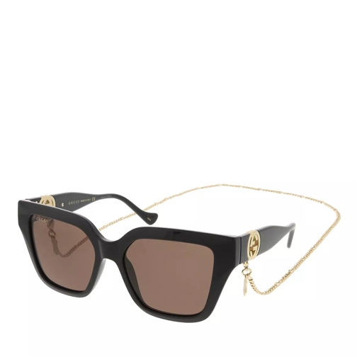 Gucci GG1023S-005 54 Sunglass Woman Injection Black-Black-Brown Sonnenbrille