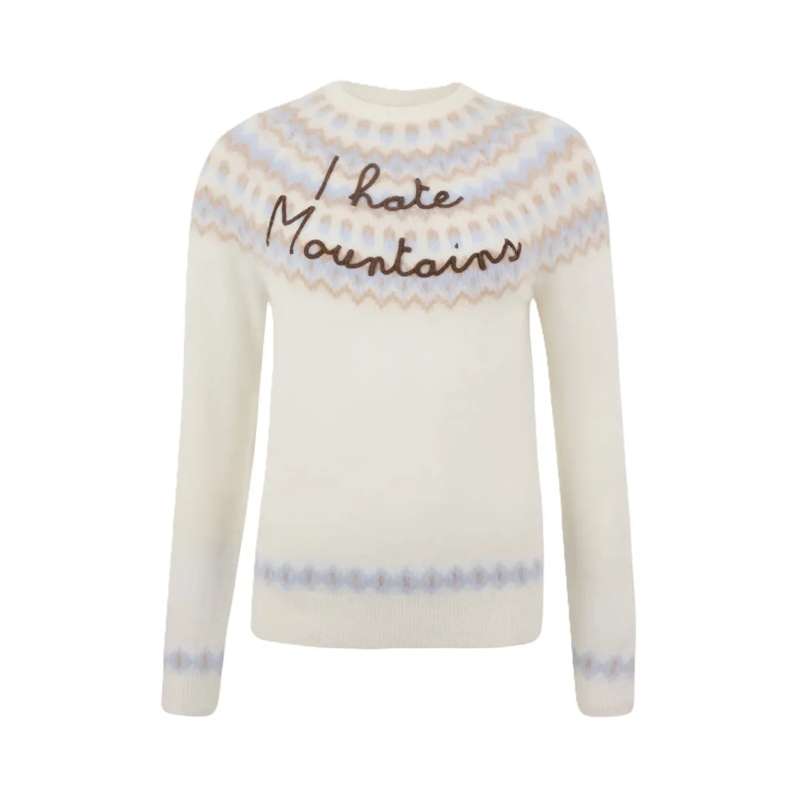 Mc2 Saint Barth Trui Nordic-Inspired Cream Sweater With Embroidered Det Grey