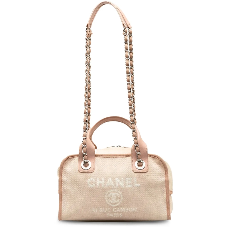 Chanel Schultertasche Small Canvas Deauville Bowling Bag rose