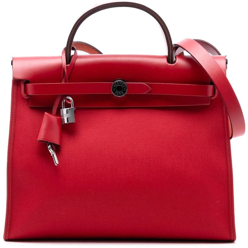 Hermès Schultertasche Toile Herbag Zip 31 rot