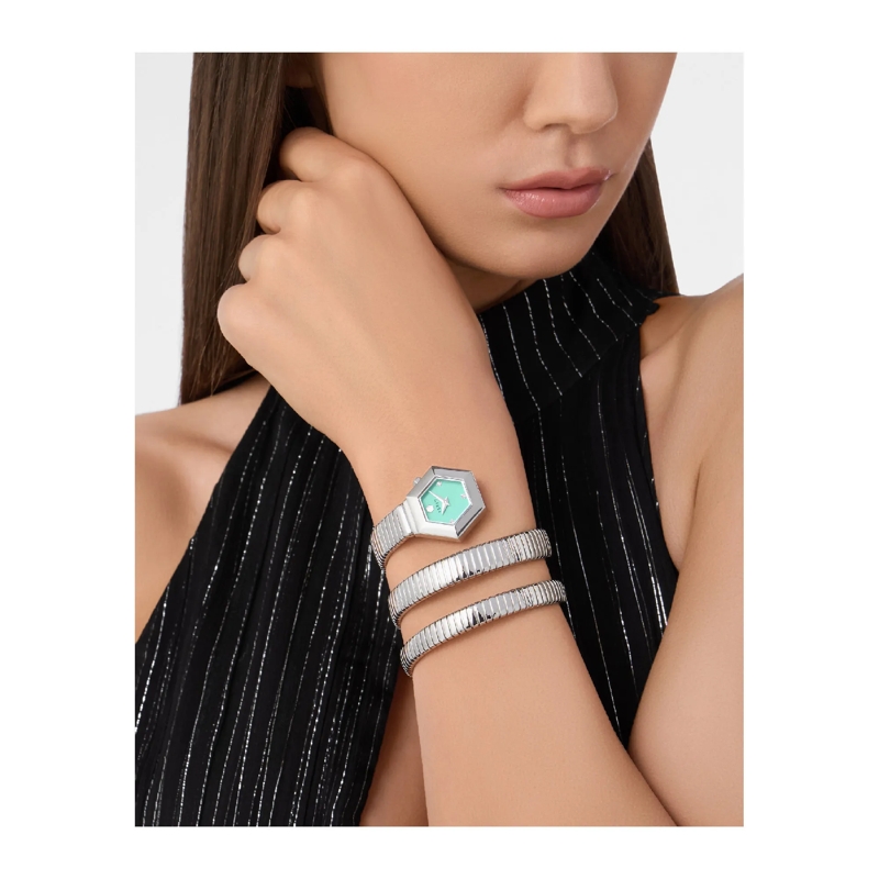 Philipp Plein Quarzuhr Quarz-Analoguhr $Nake Hexagon silber(Image 4)