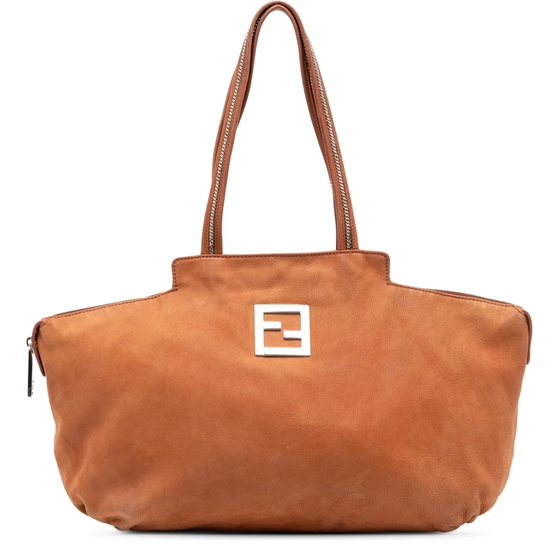 Fendi Shopper Medium FF Nubuck Chains Tote braun