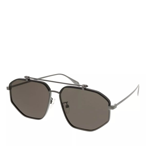 Alexander McQueen AM0337S-001 60 Sunglass Unisex Metaltal Ruthenium-Ruthenium-Grey Sunglasses