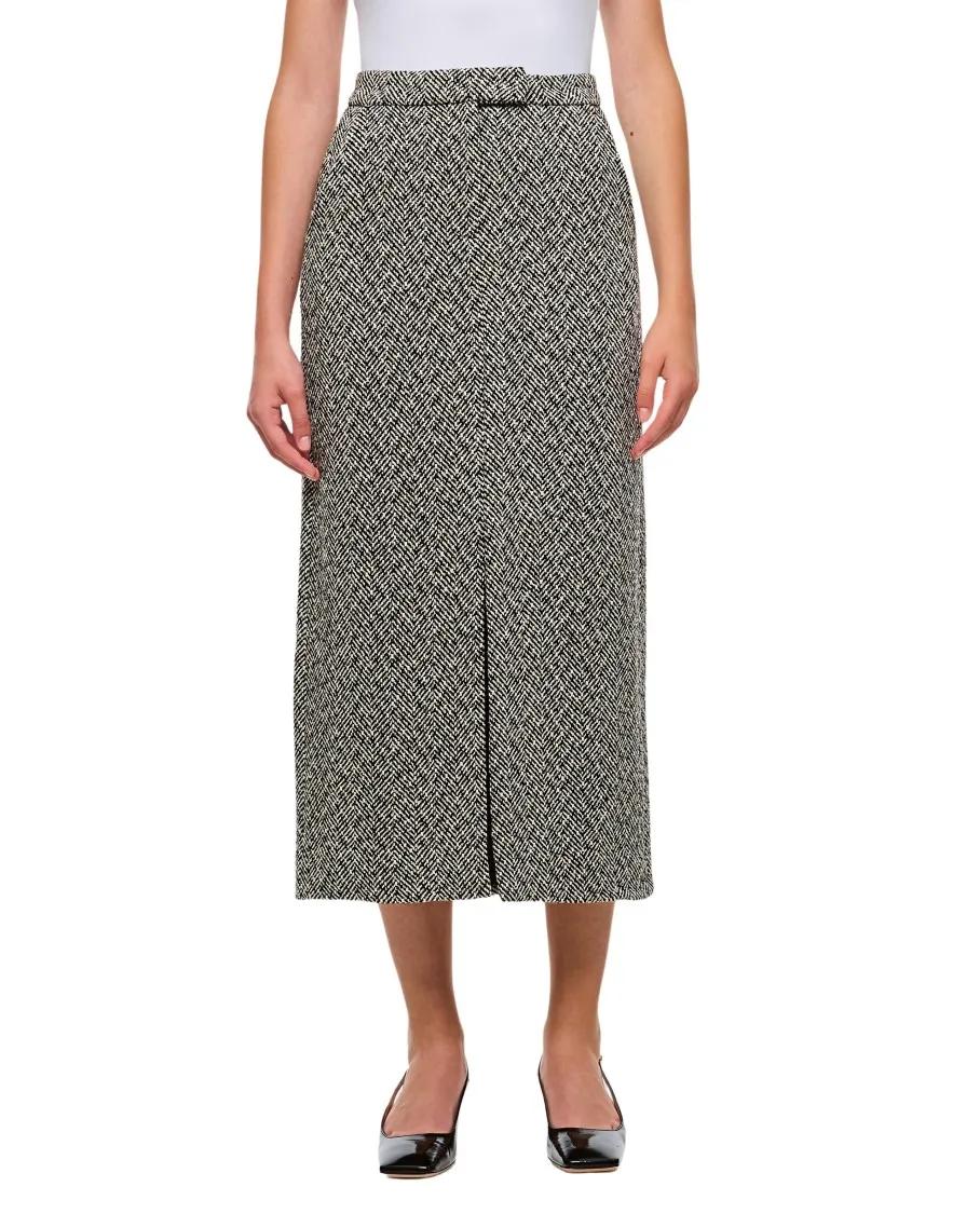 self-portrait - Herringbone Midi Skirt - Größe 10 - grau