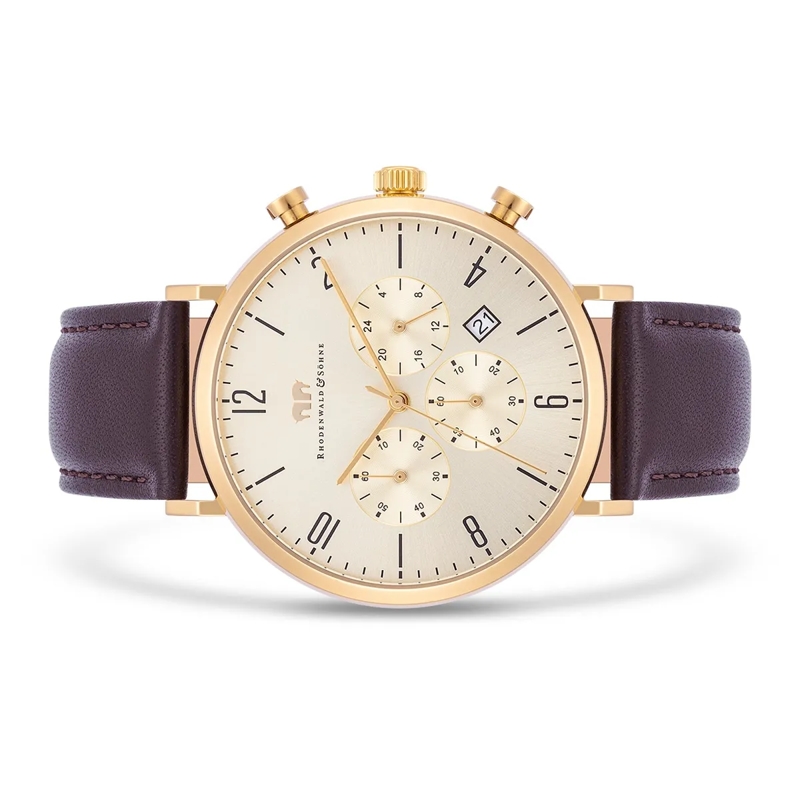 Rhodenwald & Söhne Automatikuhr Herren Armbanduhr Arakon Echtleder gold(Image 3)