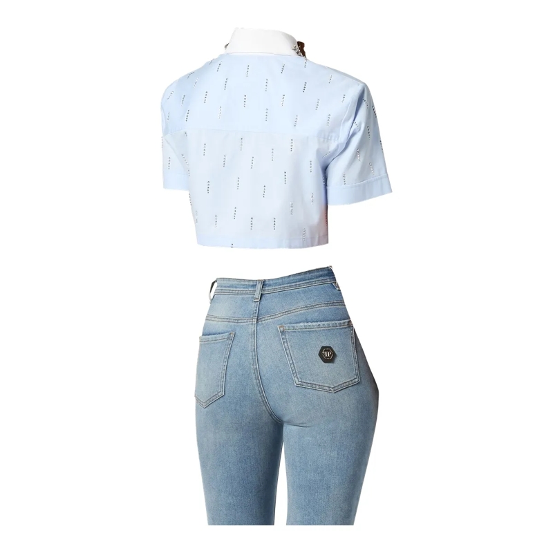 Philipp Plein Hemd Hemd Mit Schmucksteinen hell-blau(Image 2)