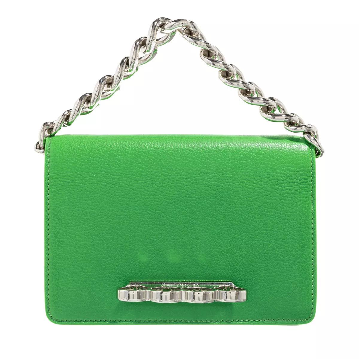 Alexander McQueen Four Ring Mini Chain Bag Acid Green Satchel