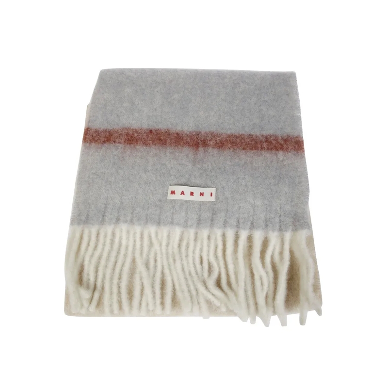 Marni Lichtgewicht Sjaal Textured Finish Scarf In Light Grey Beige