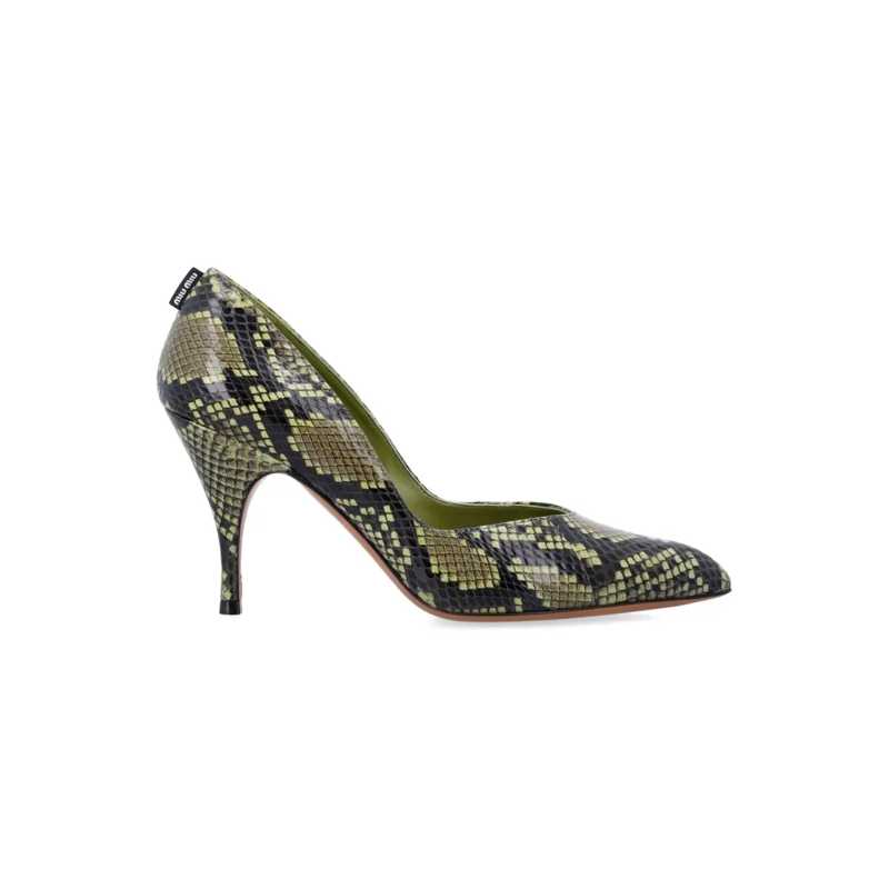 Miu Miu Pumps Python-Print Ayers Leather Pumps Brown