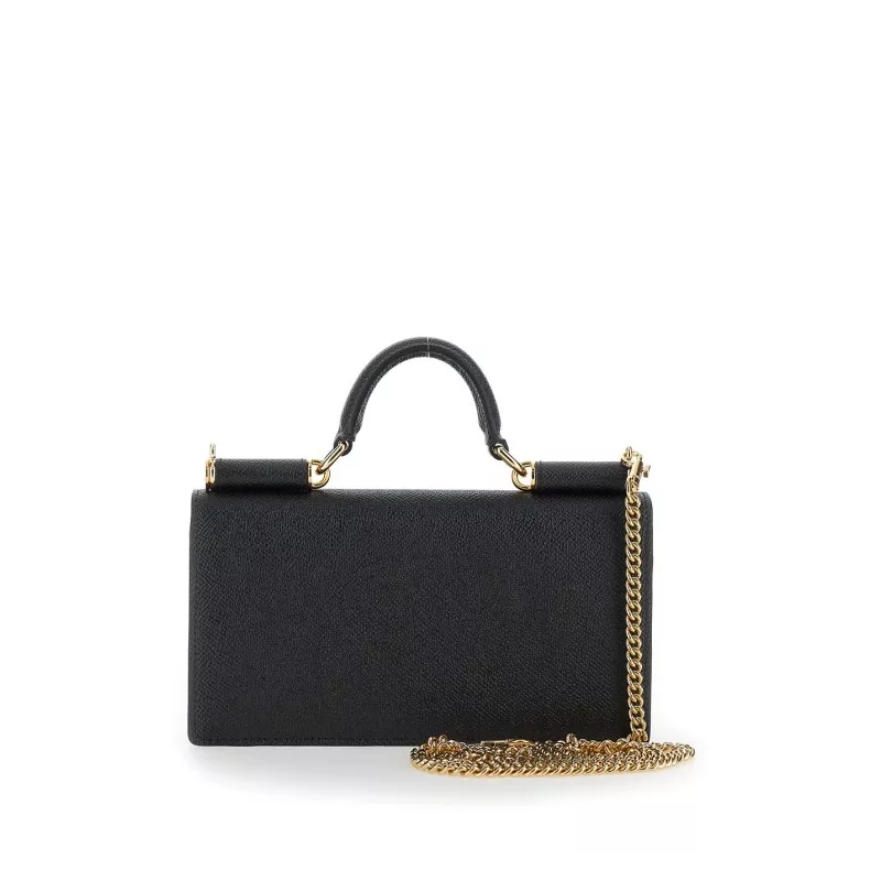Dolce&Gabbana Crossbody Bag Black Crossbody Bag With Logo Plaque In Grained Le Black(Image 2)