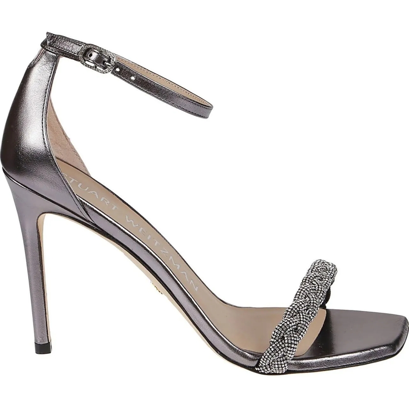 Stuart Weitzman Sandales Nudistcurve 100 Highshine Sandals Metallic silber