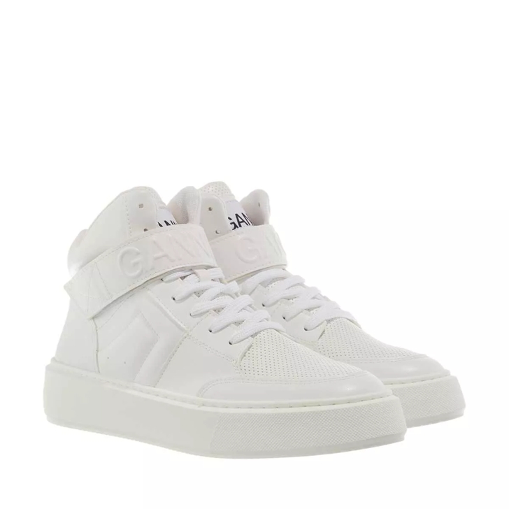 GANNI Sporty Mix Cupsole High Top Velcro Sneaker Egret | High-Top