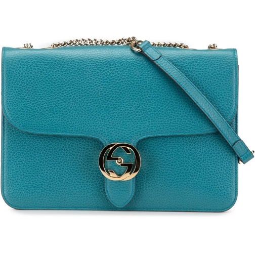 Gucci Sac à bandoulière 2000-2015 Medium Dollar Calfskin Interlocking G Cr blau