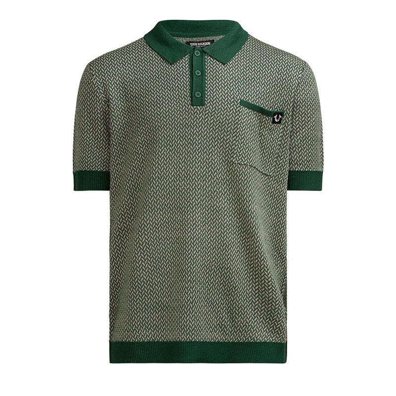 True Religion T-Shirt Poloshirt KNIT grün