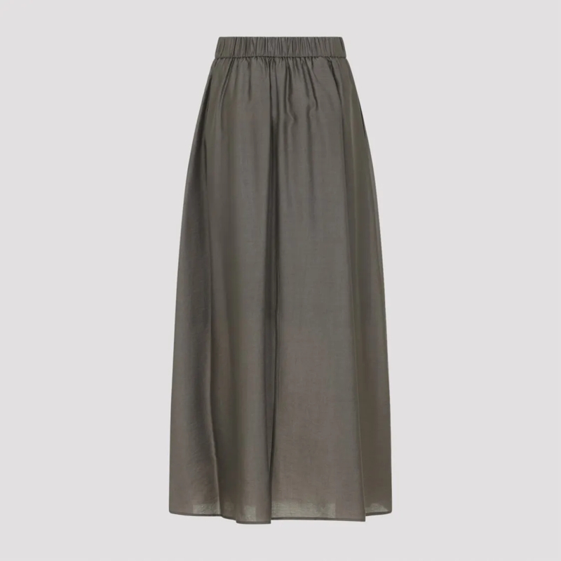 Peserico Minirok Flowing Brown Maxi Skirt With Subtle Pleats Brown