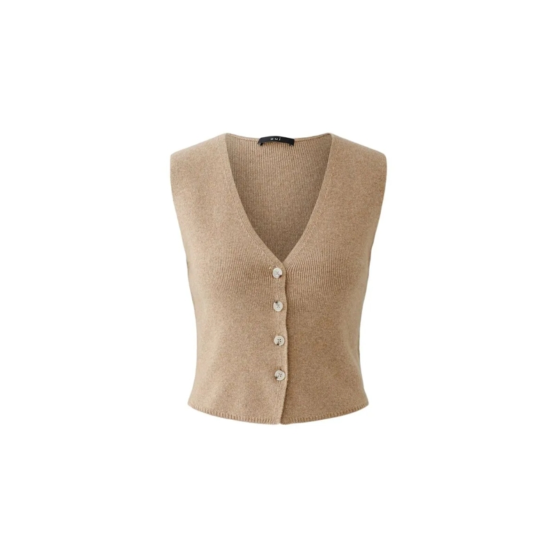 Oui Weste Strickweste beige
