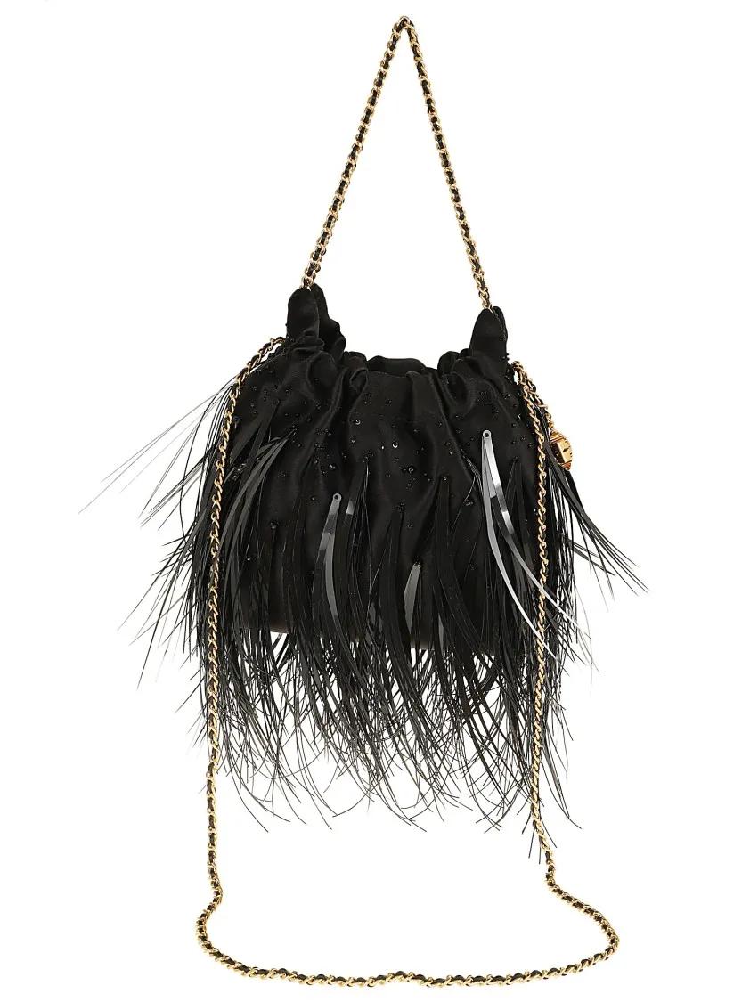 TORY BURCH Hobo bags Black Fleming Satin Mini Hobo Bag in zwart