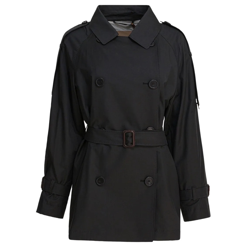 Max Mara Bontjassen Double-Breasted Short Coat With Belted Waist Black