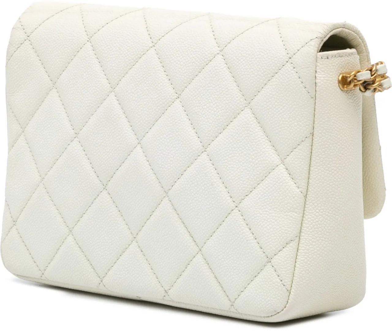 Thumbnail - Chanel Hobo Bags - Small Quilted Caviar Chain Melody Flap - Gr. unisize - in Weiß - für Damen