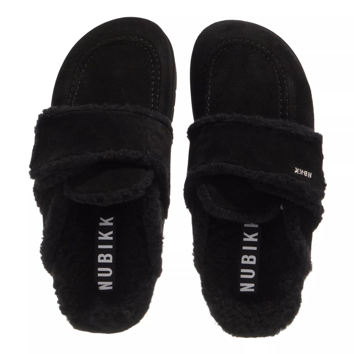 Nubikk Teddy Chunky Fur L Black Raven Suede Mule