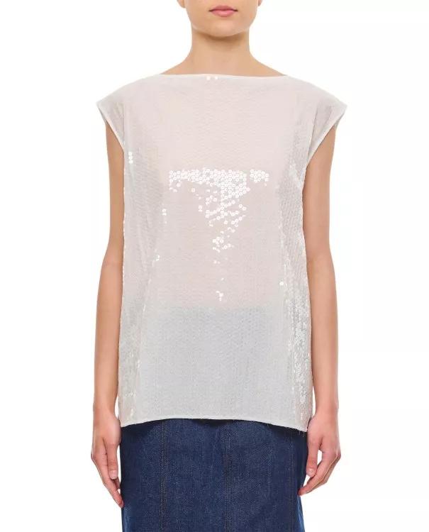 Junya Watanabe - Embroidered Sequins Top - Größe XS - white