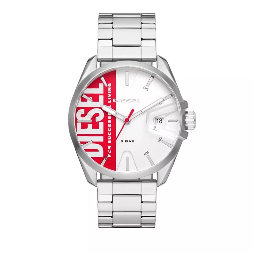Diesel MS9 Three-Hand Date Stainless Steel Watch Silver Quarz-Uhr