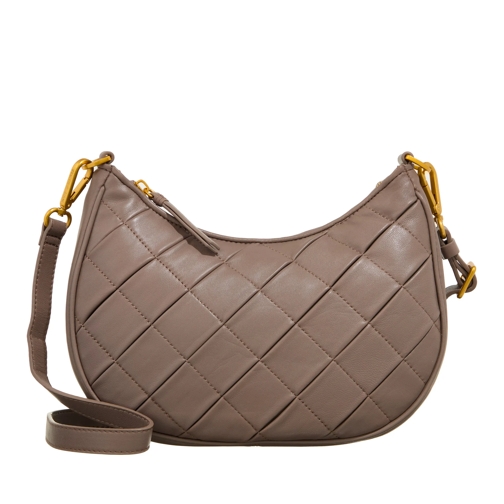 LES VISIONNAIRES Harper Weave Taupe Brown Shoulder Bag