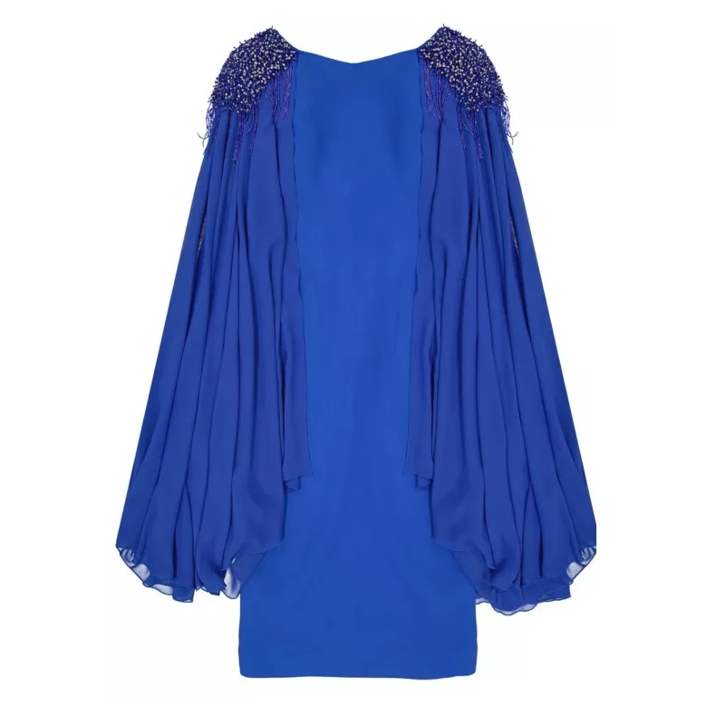 Ivan Montesi  Beaded Shoulders Dress Blue
