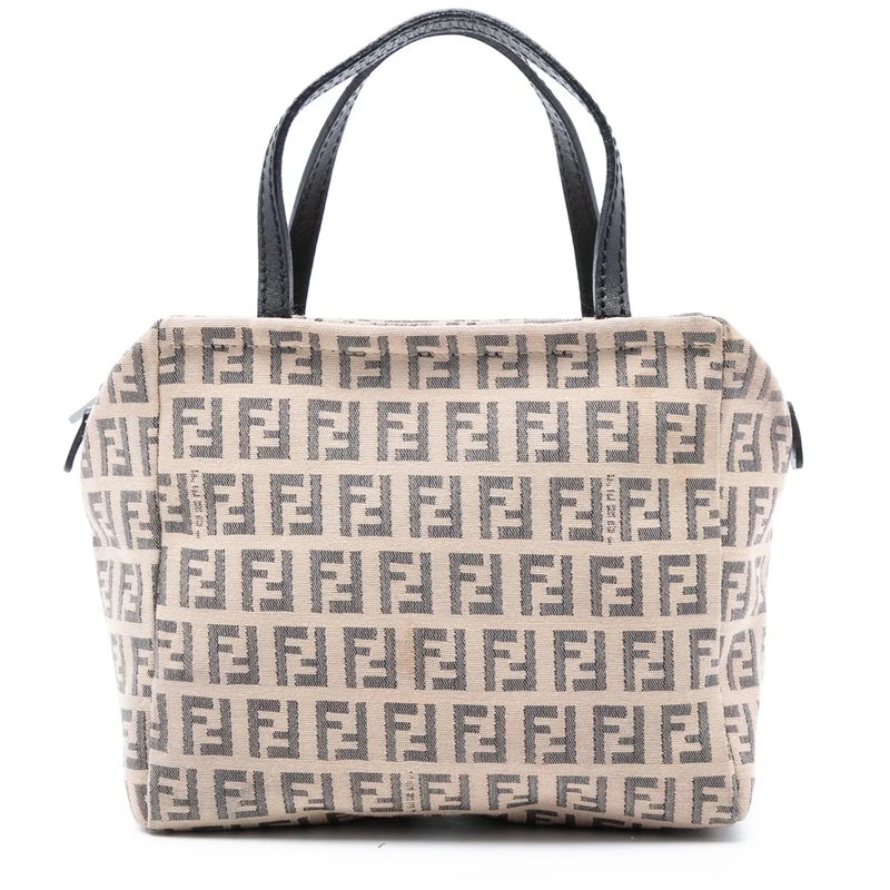 Fendi Tote Mini Zucchino Canvas Handbag braun