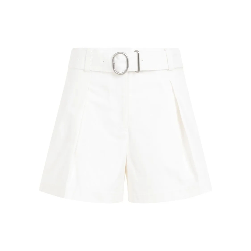 Jil Sander Legere Shorts Mid Waist Optic White Cotton Shorts White
