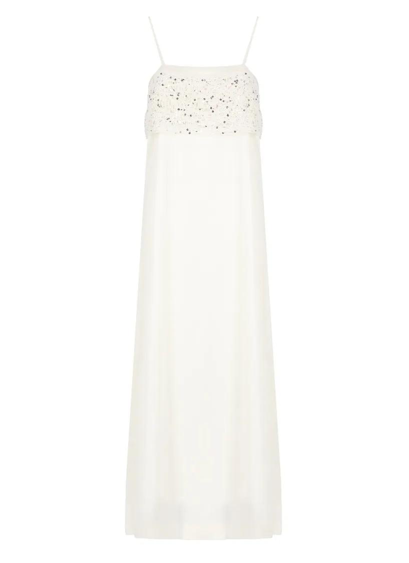 Thumbnail - Peserico - Ivory Viscose Maxi Dress - Größe 42 - beige