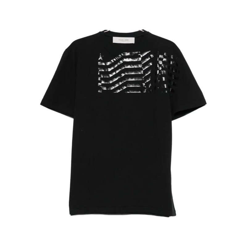 Golden Goose T-shirt Black Short-Sleeve T-Shirt With Stripe Detail Black