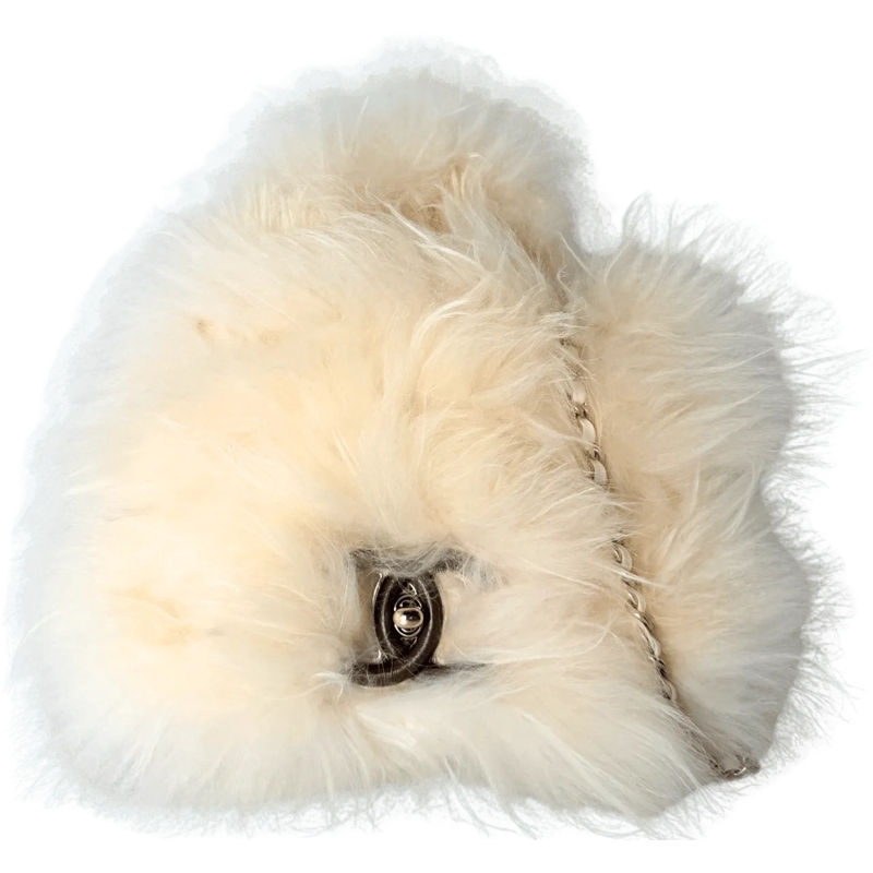 Chanel Schultertasche Chanel Runway Top Handle aus Fell Wei� / neuwertig weiß