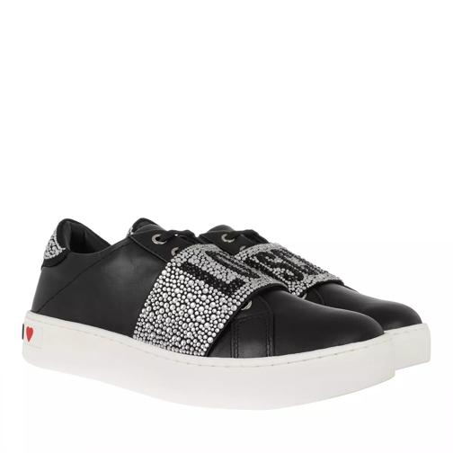 Love Moschino Strass Band Sneakers Leather Black Low-Top Sneaker