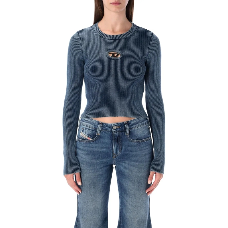 Diesel Langärmeliges Oberteil M-Anchor-A Blue Ribbed Long-Sleeve Top Blue