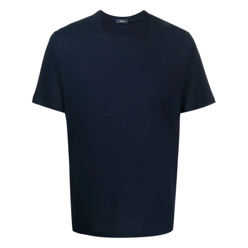 Herno T-Shirt Crew Neck Cotton T-Shirt In Navy Blue Black