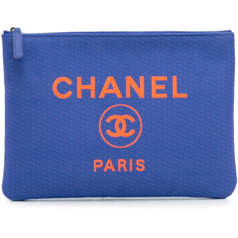 Chanel Clutch Medium Tweed Deauville O Case Clutch blau