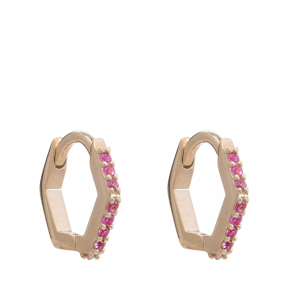 Rachel Jackson London Ohrringe - 9K Solid Pink Sapphire Hexagon Huggie Hoop - Gr. unisize - in Gold - für Damen