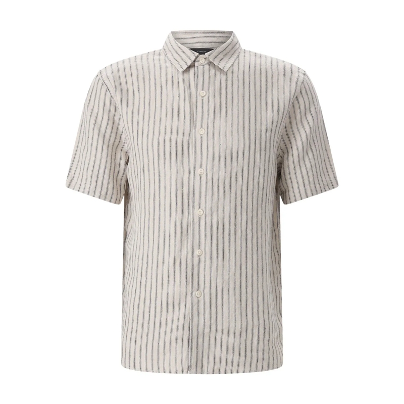 Vince Hemd Gestreiftes Kurzarmhemd braun