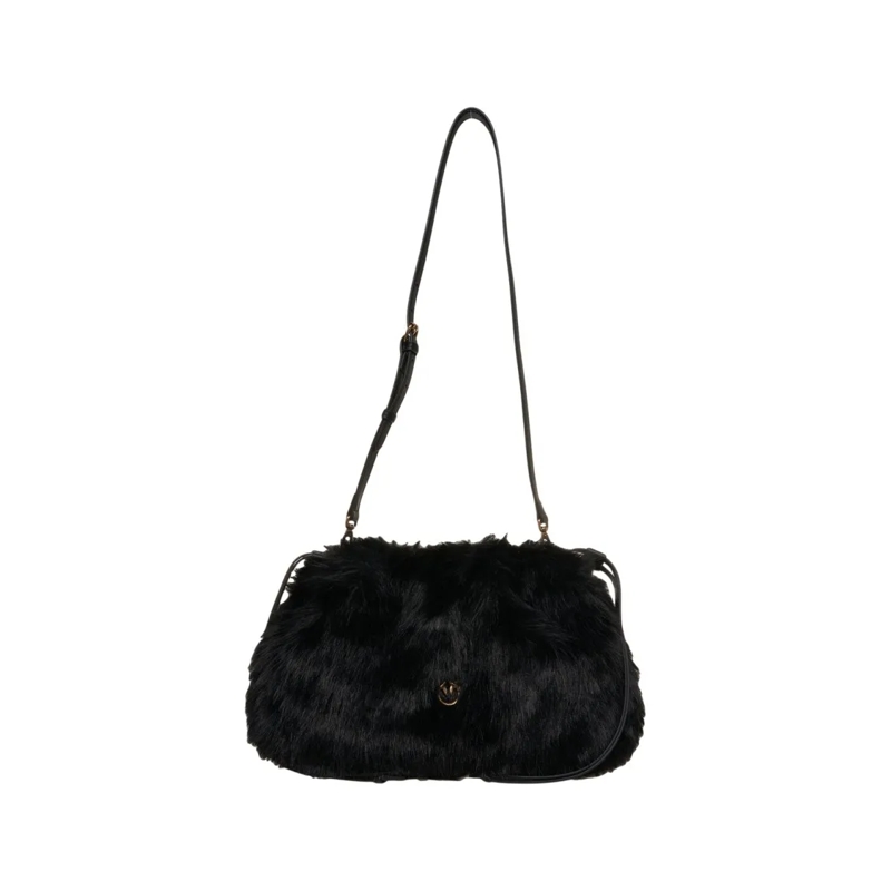 Pinko Sac à bandoulière Shoulder Bag In Soft Faux Fur Black
