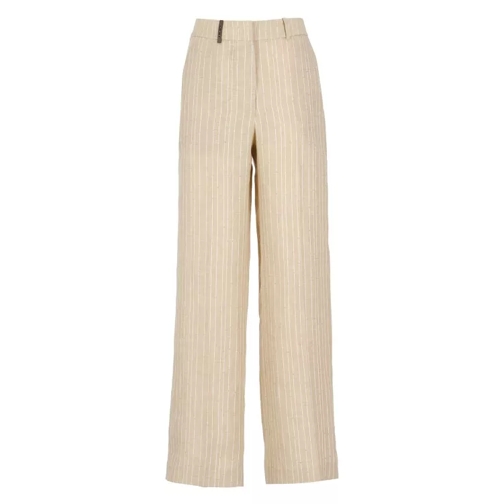 Peserico Beige Linen Pants Neutrals 