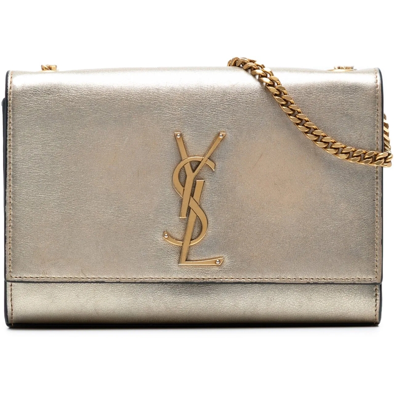 Saint Laurent Schultertasche Small Metallic Calfskin Monogram Kate Crossbody gold