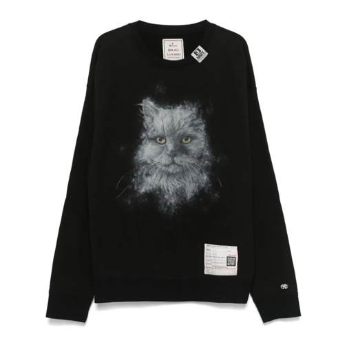 Maison Mihara Yasuhiro Pullover Cat Print Black Pullover Black