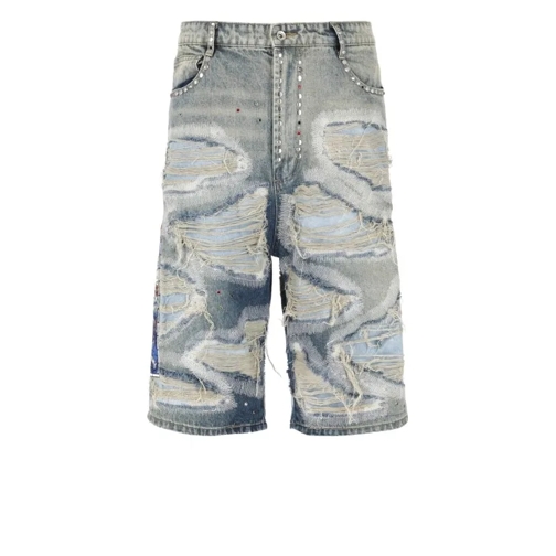 Who Decides War Chrome Stud Embroidered Bermuda Shorts Blue 